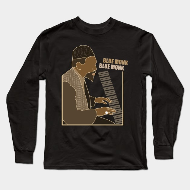 Thelonious Monk Blue Monk Design Long Sleeve T-Shirt by The Collection